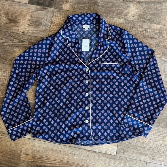 J. Crew Blue Patterned Pajama Top - Picture 1 of 7
